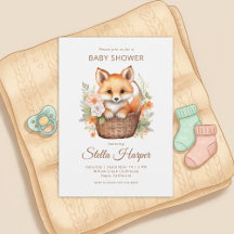 Invitation pour Baby Shower Fille au Thème Renard 
