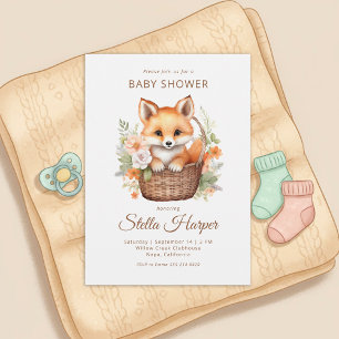 Invitation pour Baby Shower Fille au Thème Renard 