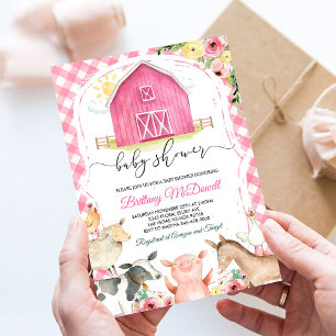 Invitation pour Baby Shower Fille aux Animaux de F