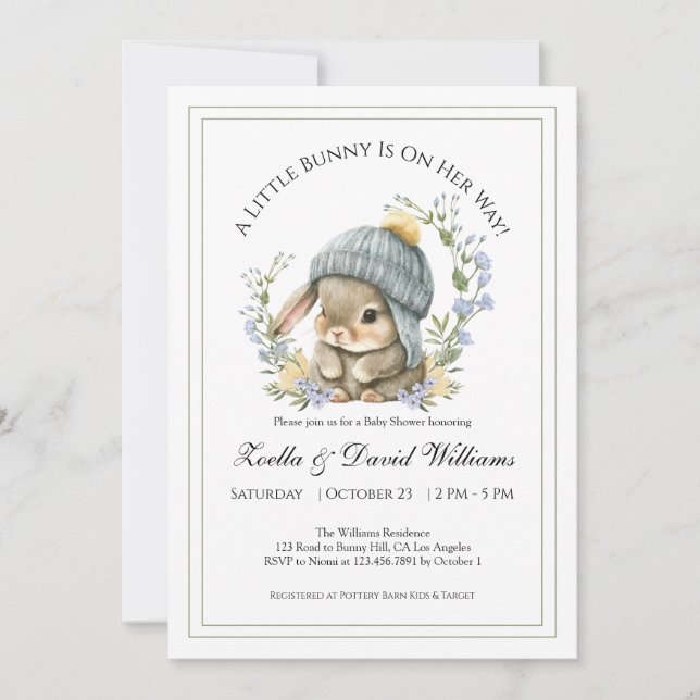 Invitation pour Baby Shower Fille aux Animaux de l (Devant)