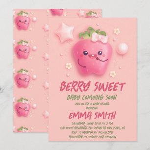 Invitation pour Baby Shower Fille aux Fraises Sucr