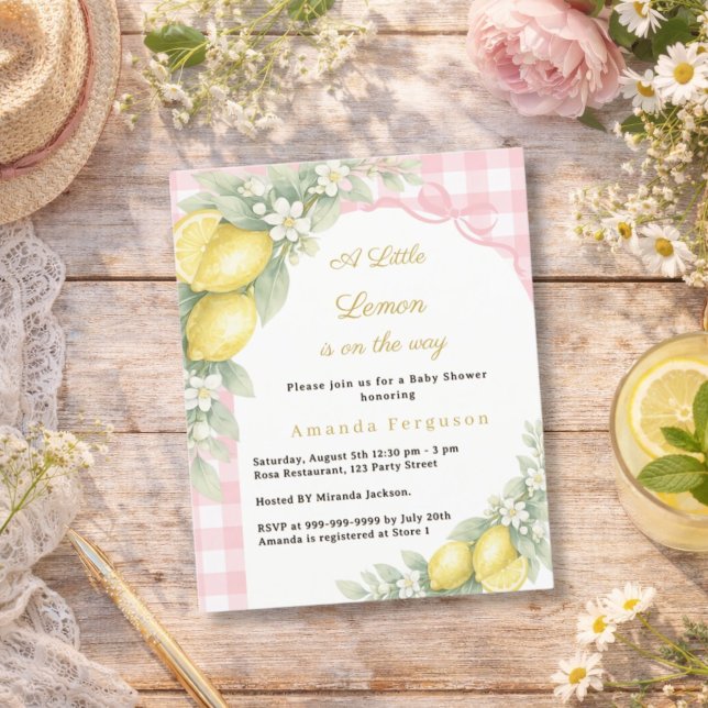 Invitation pour Baby Shower fille avec ruban rose  (Créateur téléchargé)