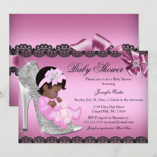 Invitation pour Baby Shower Fille Chaussure à Pail