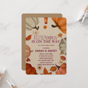 Invitation pour Baby Shower Fille Citrouille, Pomp