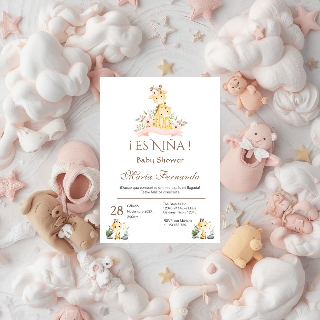 Invitation pour Baby Shower fille en espagnol (Créateur téléchargé)