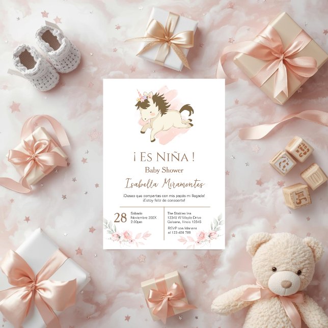 Invitation pour Baby Shower fille espagnol (Créateur téléchargé)