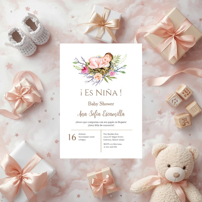 Invitation pour Baby Shower fille espagnole (Créateur téléchargé)