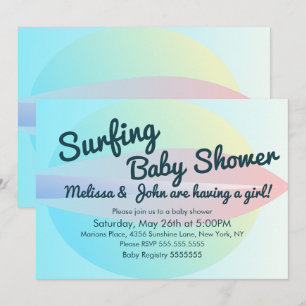Invitation pour Baby Shower Fille Été Surf Plage