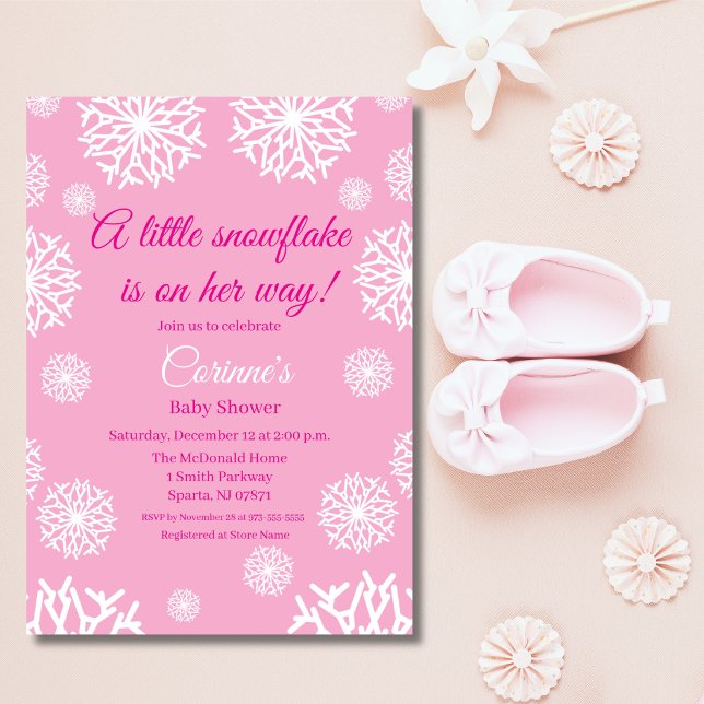 Invitation pour baby shower fille flocon de neige  (Créateur téléchargé)