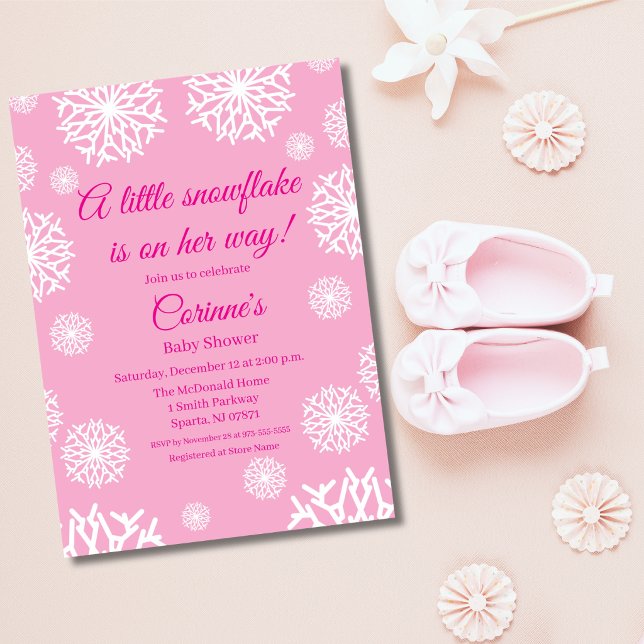 Invitation pour baby shower fille flocon de neige  (Créateur téléchargé)
