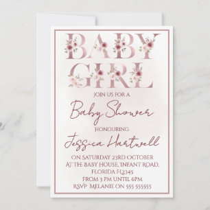 Invitation pour Baby Shower Fille Florale