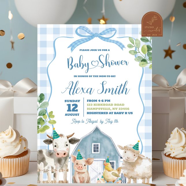 Invitation pour Baby Shower Fille Garçon Ferme Ble (Créateur téléchargé)