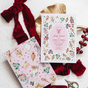 Invitation pour Baby Shower Fille Hiver Rose