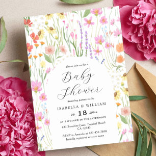 Invitation pour Baby Shower Fille Jardin de Fleurs