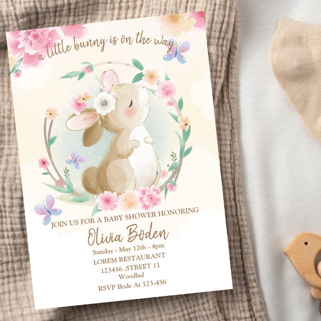 Invitation pour Baby Shower Fille Lapin Rose (Créateur téléchargé)