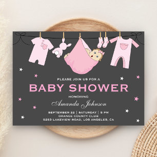 Invitation pour Baby Shower Fille Mignonne sur Cor