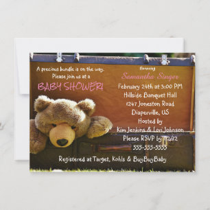 Invitation pour Baby Shower Fille Ourson dans Vali