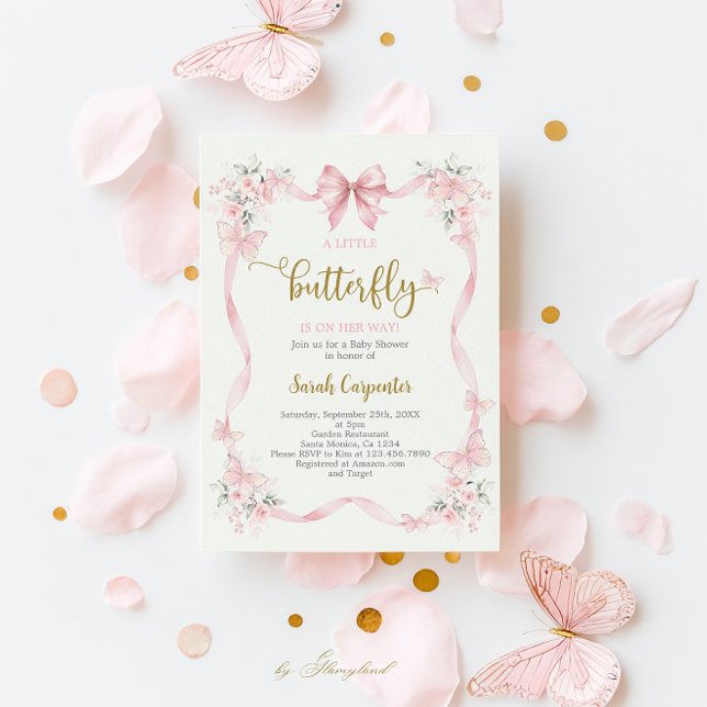 Invitation pour Baby Shower Fille Papillon (Créateur téléchargé)