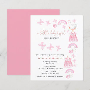 Invitation pour Baby Shower Fille Papillon Rose Pa