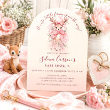 Invitation pour Baby Shower Fille Rose Mignonne Fa