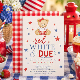 Invitation pour Baby Shower Fille Rouge Blanc & À