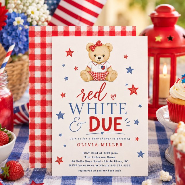 Invitation pour Baby Shower Fille Rouge Blanc & À  (Créateur téléchargé)