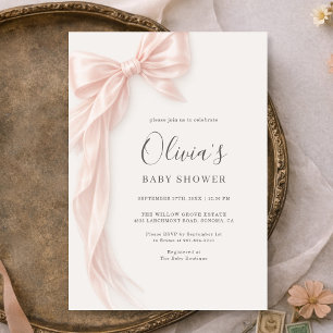 Invitation pour Baby Shower Fille Ruban Coquette R