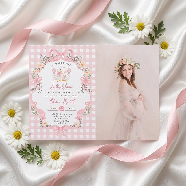 Invitation pour Baby Shower Fille Ruban Rose Silly (Créateur téléchargé)