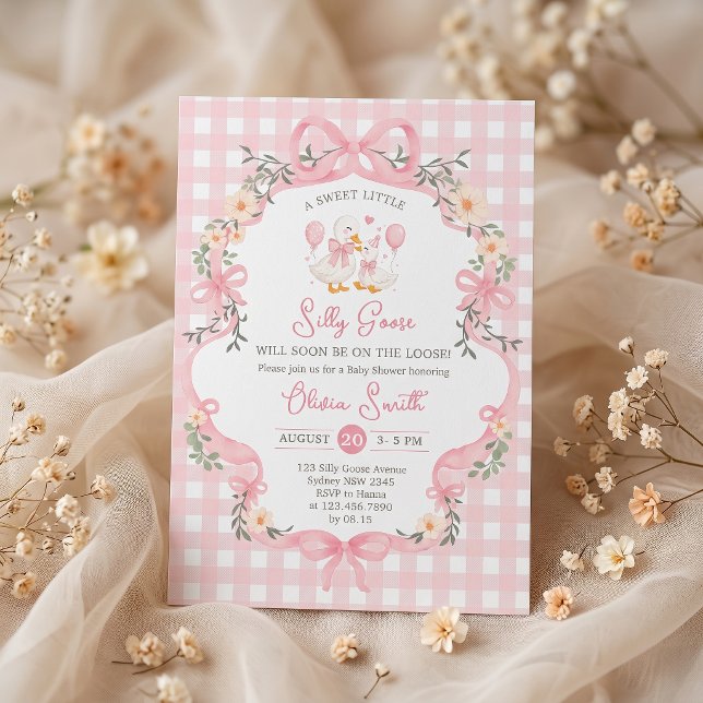 Invitation pour Baby Shower Fille Ruban Rose Silly (Créateur téléchargé)