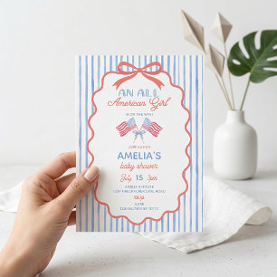 Invitation pour Baby Shower Fille Tout à Fait Amér