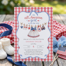 Invitation pour Baby Shower Fille Tout Américaine