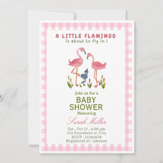 Invitation pour baby shower Flamant rose