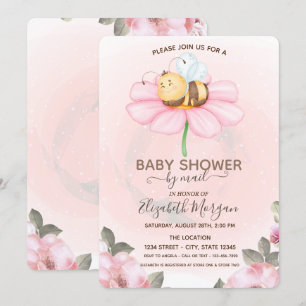 Invitation pour Baby Shower Fleur Bébé Abeille