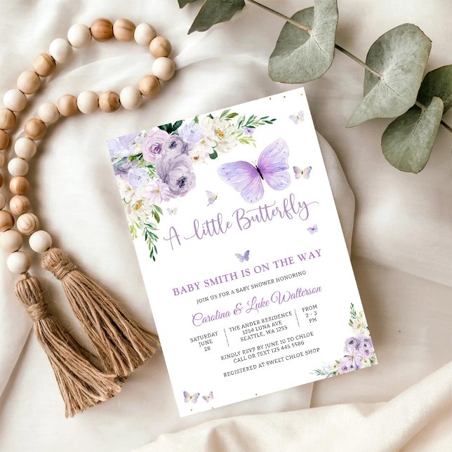 Invitation pour Baby Shower Fleur et Papillon (Créateur téléchargé)
