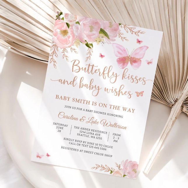 Invitation pour Baby Shower Fleur et Papillon (Créateur téléchargé)