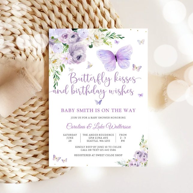 Invitation pour Baby Shower Fleur et Papillon (Créateur téléchargé)
