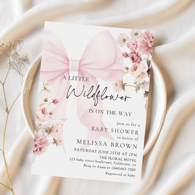 Invitation pour Baby Shower Fleur Sauvage à Ruban  (Créateur téléchargé)
