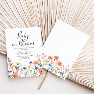 Invitation pour baby shower Fleur sauvage bébé en