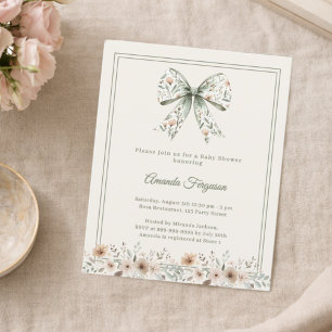 Invitation pour Baby Shower fleurs d'arc-en-ciel v