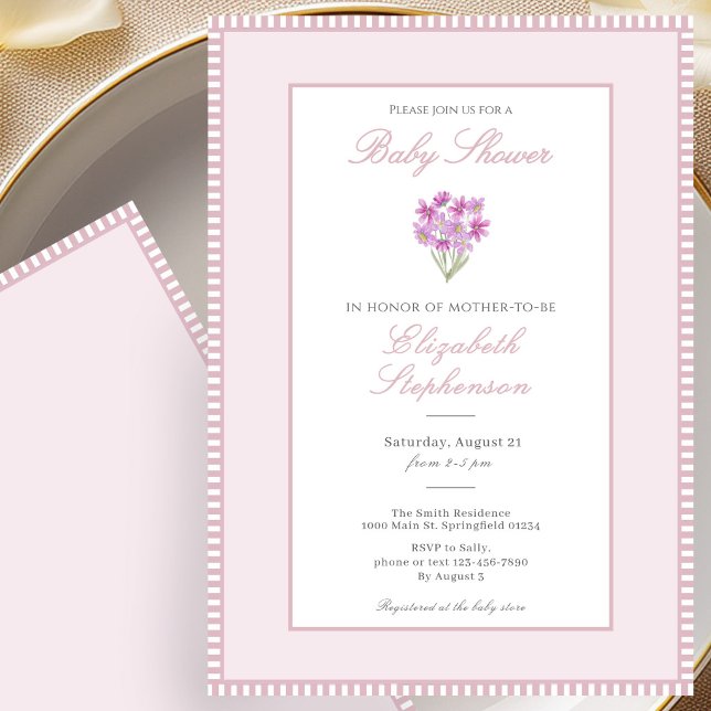 Invitation pour Baby Shower Fleurs Roses Simples (Créateur téléchargé)