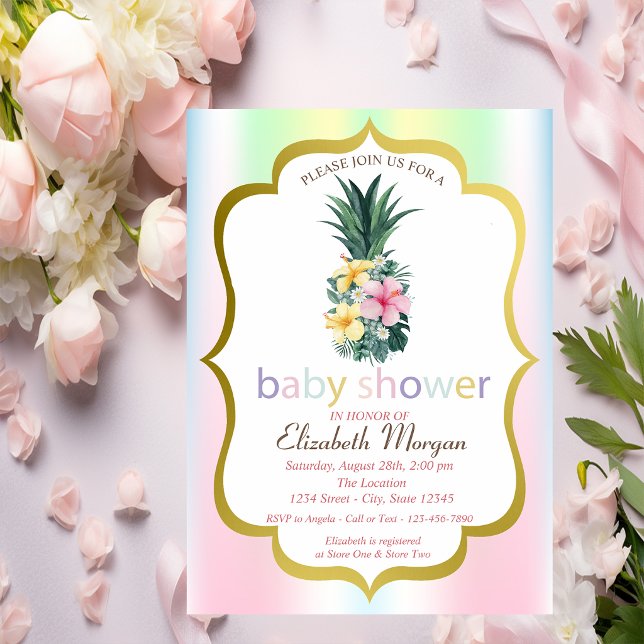 Invitation pour Baby Shower Fleurs Tropicales Anan (Créateur téléchargé)