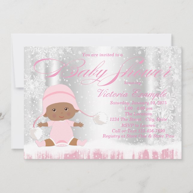 Invitation pour Baby Shower Flocon de Neige Mervei (Devant)