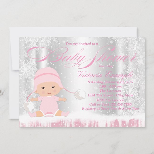 Invitation pour Baby Shower Flocon de Neige Mervei (Devant)