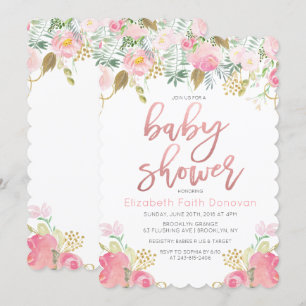 Invitation pour Baby Shower Floral