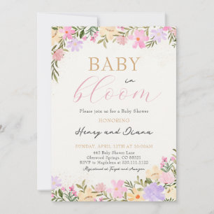 Invitation pour Baby Shower Floral Baby In Bloom