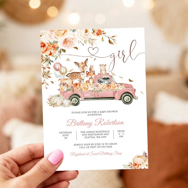 Invitation pour Baby Shower Floral en Forêt (Créateur téléchargé)