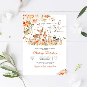 Invitation pour Baby Shower Floral en Forêt