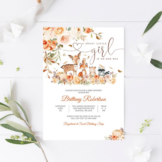 Invitation pour Baby Shower Floral en Forêt (Créateur téléchargé)