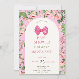 Invitation pour Baby Shower Floral Rose – Modèle É