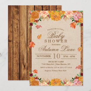 Invitation pour Baby Shower Floral Rustique d'Auto
